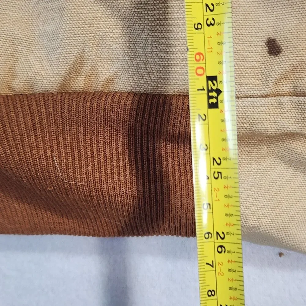MENS VINTAGE CARHARTT JACKET J158 DKB HOODED FLEECE LINED DISTRESS FADE SMALL